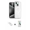 MARSİLYAN™- iPhone 14 Kılıf Nova Asil Prime - Şeffaf Pasifik Cam Ekran Koruyucu + Diamond Kamera Lens - SABE
