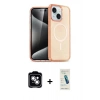MARSİLYAN™- iPhone 14 Kılıf Nova Asil Prime - Şeffaf Pasifik Cam Ekran Koruyucu + PVD Metal Kamera Lens - GS