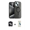 MARSİLYAN™- iPhone 14 Kılıf Nova Asil Prime - Şeffaf Pasifik Cam Ekran Koruyucu + PVD Metal Kamera Lens - GS
