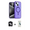 MARSİLYAN™- iPhone 14 Kılıf Nova Asil Prime - Şeffaf Pasifik Cam Ekran Koruyucu + PVD Metal Kamera Lens - GS