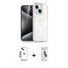 MARSİLYAN™- iPhone 14 Kılıf Nova Asil Prime - Şeffaf Pasifik Cam Ekran Koruyucu + Shine Kamera Lens - KI