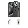 MARSİLYAN™- iPhone 14 Kılıf Nova Asil Prime - Şeffaf Pasifik Cam Ekran Koruyucu + Shine Kamera Lens - KI