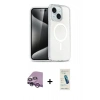 MARSİLYAN™- iPhone 14 Kılıf Nova Asil Prime - Şeffaf Pasifik Cam Ekran Koruyucu + Raze Metal Kamera Lens - MR