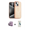 MARSİLYAN™- iPhone 14 Kılıf Nova Asil Prime - Şeffaf Pasifik Cam Ekran Koruyucu + Raze Metal Kamera Lens - MR