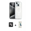 MARSİLYAN™- iPhone 14 Kılıf Nova Asil Prime - Şeffaf Pasifik Cam Ekran Koruyucu + PVD Metal Kamera Lens - PE