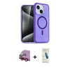 MARSİLYAN™- iPhone 14 Kılıf Nova Asil Prime - Şeffaf Pasifik Cam Ekran Koruyucu + Raze Metal Kamera Lens - KI