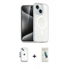 MARSİLYAN™- iPhone 14 Kılıf Nova Asil Prime - Şeffaf Pasifik Cam Ekran Koruyucu + Shine Kamera Lens - MI