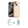 MARSİLYAN™- iPhone 14 Kılıf Nova Asil Prime - Şeffaf Pasifik Cam Ekran Koruyucu + Shine Kamera Lens - MI