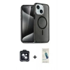 MARSİLYAN™- iPhone 14 Kılıf Nova Asil Prime - Şeffaf Pasifik Cam Ekran Koruyucu + PVD Metal Kamera Lens - SH