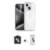 MARSİLYAN™- iPhone 14 Kılıf Nova Asil Prime - Şeffaf Pasifik Cam Ekran Koruyucu + PVD Metal Kamera Lens - SH