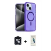 MARSİLYAN™- iPhone 14 Kılıf Nova Asil Prime - Şeffaf Pasifik Cam Ekran Koruyucu + PVD Metal Kamera Lens - SH