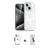 MARSİLYAN™- iPhone 14 Kılıf Nova Asil Prime - Şeffaf Pasifik Cam Ekran Koruyucu + Shine Kamera Lens - SH