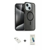 MARSİLYAN™- iPhone 14 Kılıf Nova Asil Prime - Şeffaf Pasifik Cam Ekran Koruyucu + Diamond Kamera Lens - YL