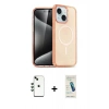 MARSİLYAN™- iPhone 14 Kılıf Nova Asil Prime - Şeffaf Pasifik Cam Ekran Koruyucu + Shine Kamera Lens - YL