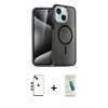 MARSİLYAN™- iPhone 14 Kılıf Nova Asil Prime - Şeffaf Pasifik Cam Ekran Koruyucu + Shine Kamera Lens - YL