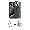 MARSİLYAN™- iPhone 14 Kılıf Nova Asil Prime - Şeffaf Royal Nano Ekran Koruyucu + Gümüş Shine Kamera Lens