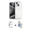 MARSİLYAN™- iPhone 14 Kılıf Nova Asil Prime - Şeffaf Royal Nano Ekran Koruyucu + Shine Kamera Lens - KI