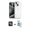 MARSİLYAN™- iPhone 14 Kılıf Nova Asil Prime - Şeffaf Royal Nano Ekran Koruyucu + PVD Metal Kamera Lens - PE