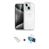 MARSİLYAN™- iPhone 14 Kılıf Nova Asil Prime - Siyah 3D Antistatik Cam Ekran Koruyucu + Diamond Kamera Lens - SABE