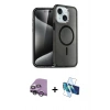 MARSİLYAN™- iPhone 14 Kılıf Nova Asil Prime - Siyah 3D Antistatik Cam Ekran Koruyucu + Raze Metal Kamera Lens - GS