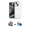 MARSİLYAN™- iPhone 14 Kılıf Nova Asil Prime - Siyah 3D Antistatik Cam Ekran Koruyucu + Raze Metal Kamera Lens - GS