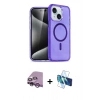 MARSİLYAN™- iPhone 14 Kılıf Nova Asil Prime - Siyah 3D Antistatik Cam Ekran Koruyucu + Raze Metal Kamera Lens - MR