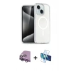 MARSİLYAN™- iPhone 14 Kılıf Nova Asil Prime - Siyah 3D Antistatik Cam Ekran Koruyucu + Raze Metal Kamera Lens - MR