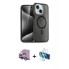 MARSİLYAN™- iPhone 14 Kılıf Nova Asil Prime - Siyah 3D Antistatik Cam Ekran Koruyucu + Raze Metal Kamera Lens - MR