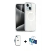 MARSİLYAN™- iPhone 14 Kılıf Nova Asil Prime - Siyah 3D Antistatik Cam Ekran Koruyucu + Shine Kamera Lens - MI