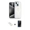 MARSİLYAN™- iPhone 14 Kılıf Nova Asil Prime - Siyah 3D Antistatik Hayalet Cam Ekran Koruyucu + Diamond Kamera Lens - PE