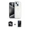 MARSİLYAN™- iPhone 14 Kılıf Nova Asil Prime - Siyah 3D Antistatik Hayalet Cam Ekran Koruyucu + PVD Metal Kamera Lens - MI