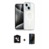 MARSİLYAN™- iPhone 14 Kılıf Nova Asil Prime - Siyah 3D Antistatik Hayalet Cam Ekran Koruyucu + PVD Metal Kamera Lens - TU
