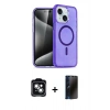 MARSİLYAN™- iPhone 14 Kılıf Nova Asil Prime - Siyah 3D Antistatik Hayalet Cam Ekran Koruyucu + PVD Metal Kamera Lens - YL