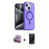 MARSİLYAN™- iPhone 14 Kılıf Nova Asil Prime - Siyah 3D Antistatik Hayalet Cam Ekran Koruyucu + Raze Metal Kamera Lens - KI