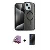 MARSİLYAN™- iPhone 14 Kılıf Nova Asil Prime - Siyah 3D Antistatik Hayalet Cam Ekran Koruyucu + Raze Metal Kamera Lens - KI