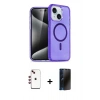 MARSİLYAN™- iPhone 14 Kılıf Nova Asil Prime - Siyah 3D Antistatik Hayalet Cam Ekran Koruyucu + Shine Kamera Lens - KI