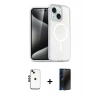 MARSİLYAN™- iPhone 14 Kılıf Nova Asil Prime - Siyah 3D Antistatik Hayalet Cam Ekran Koruyucu + Shine Kamera Lens - SH