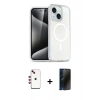 MARSİLYAN™- iPhone 14 Kılıf Nova Asil Prime - Siyah 3D Antistatik Hayalet Cam Ekran Koruyucu + Shine Kamera Lens - KI