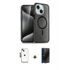 MARSİLYAN™- iPhone 14 Kılıf Nova Asil Prime - Siyah 3D Antistatik Hayalet Cam Ekran Koruyucu + Shine Kamera Lens - SH