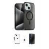 MARSİLYAN™- iPhone 14 Kılıf Nova Asil Prime - Siyah 3D Antistatik Hayalet Cam Ekran Koruyucu + Shine Kamera Lens - GS