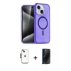 MARSİLYAN™- iPhone 14 Kılıf Nova Asil Prime - Siyah 3D Antistatik Hayalet Cam Ekran Koruyucu + Shine Kamera Lens - SH