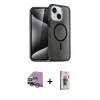 MARSİLYAN™- iPhone 14 Kılıf Nova Asil Prime - Siyah Bilvis 3D Cam Ekran Koruyucu + Raze Metal Kamera Lens - GS