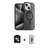 MARSİLYAN™- iPhone 14 Kılıf Nova Asil Prime - Siyah Bilvis 3D Cam Ekran Koruyucu + PVD Metal Kamera Lens - MI