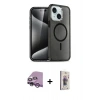 MARSİLYAN™- iPhone 14 Kılıf Nova Asil Prime - Siyah Bilvis 3D Cam Ekran Koruyucu + Raze Metal Kamera Lens - MR