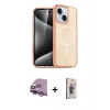 MARSİLYAN™- iPhone 14 Kılıf Nova Asil Prime - Siyah Bilvis 3D Cam Ekran Koruyucu + Raze Metal Kamera Lens - MR