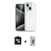 MARSİLYAN™- iPhone 14 Kılıf Nova Asil Prime - Siyah Bilvis 3D Cam Ekran Koruyucu + PVD Metal Kamera Lens - TU