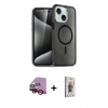 MARSİLYAN™- iPhone 14 Kılıf Nova Asil Prime - Siyah Bilvis 3D Cam Ekran Koruyucu + Raze Metal Kamera Lens - KI