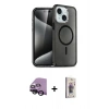 MARSİLYAN™- iPhone 14 Kılıf Nova Asil Prime - Siyah Bilvis 3D Cam Ekran Koruyucu + Raze Metal Kamera Lens - SH