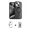 MARSİLYAN™- iPhone 14 Kılıf Nova Asil Prime - Siyah Bilvis 3D Cam Ekran Koruyucu + Shine Kamera Lens - YL