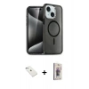 MARSİLYAN™- iPhone 14 Kılıf Nova Asil Prime - Siyah Bilvis 3D Cam Ekran Koruyucu + Diamond Kamera Lens - SABE